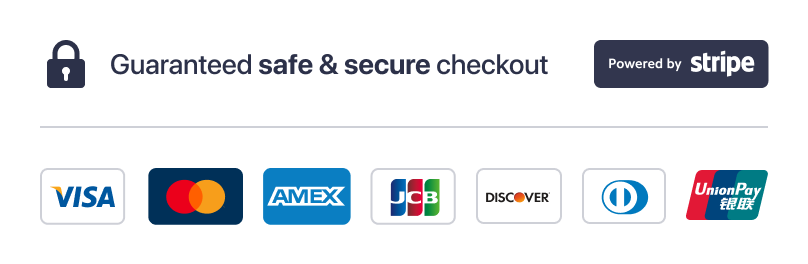 Accepted payment methods powered by Stripe